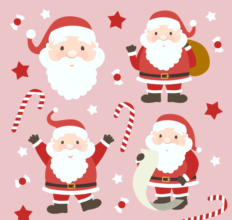 4 Santa Claus cartoon design vector material
