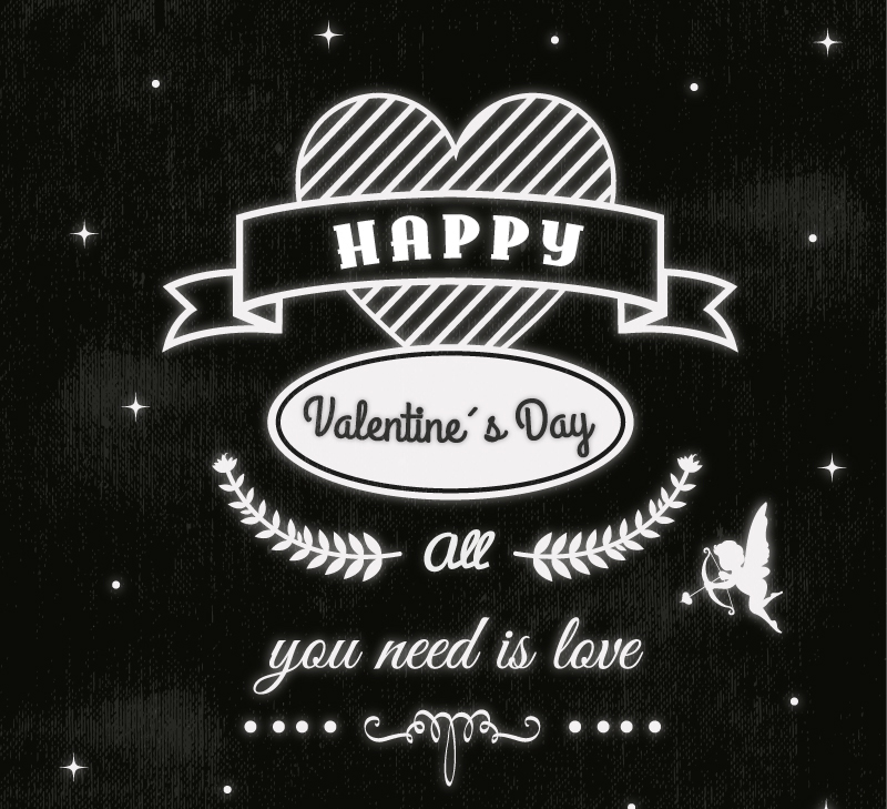 Creative Valentine's Day greeting cards vector material black
