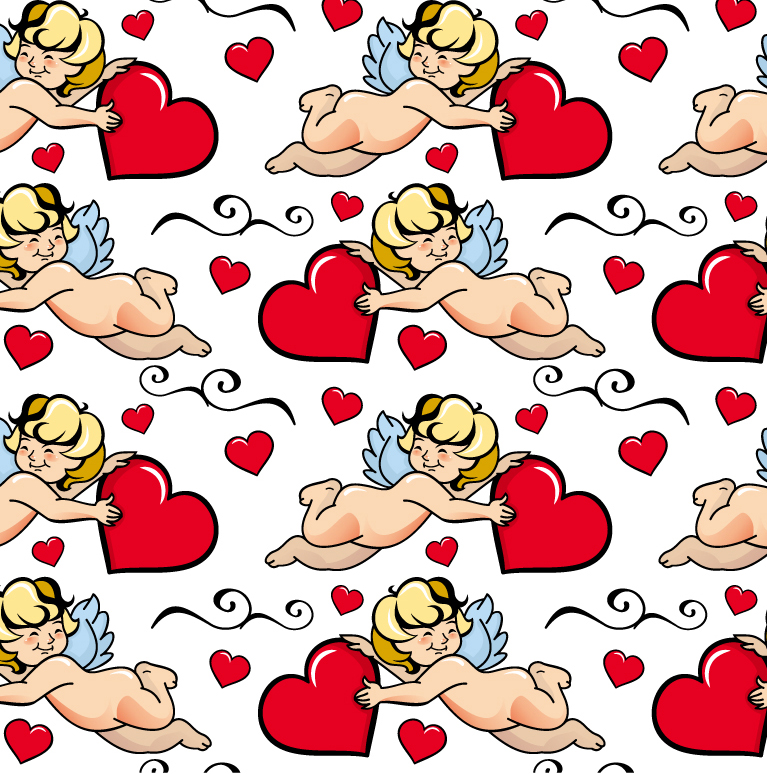 Loving angel hold seamless background vector material
