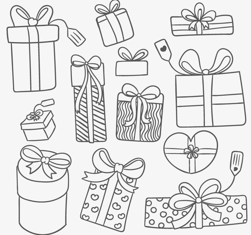 11 models of hand-painted holiday gift vector material
