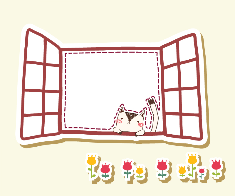 Look out the window of the cat vector material
