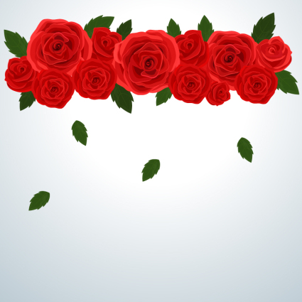 Red roses decorative background vector material