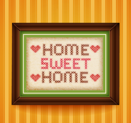 Sweet Home Cross Stitch paintings vector material