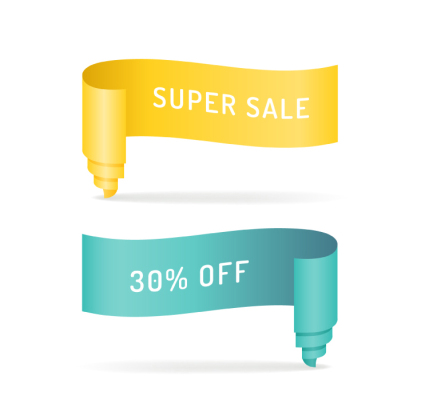 2 roll edge promotional ribbon vector material