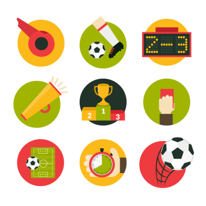 9 round football icon vector map