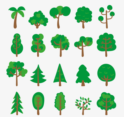 20 models of green trees design vector material
