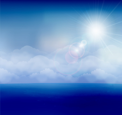 Sky and sea scenery vector material