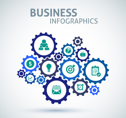 Business gear set design vector