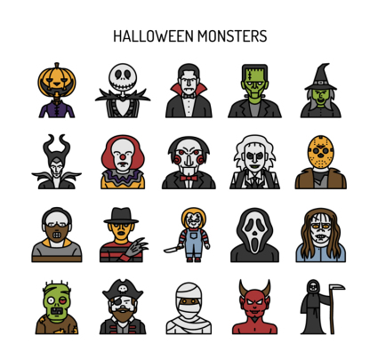 20 of the Halloween monster icon vector