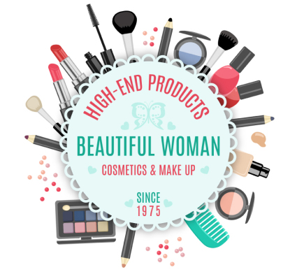 Women cosmetics decorative label vector material