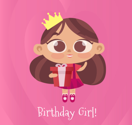 Holding a gift of a lovely girl with big eyes Vector material