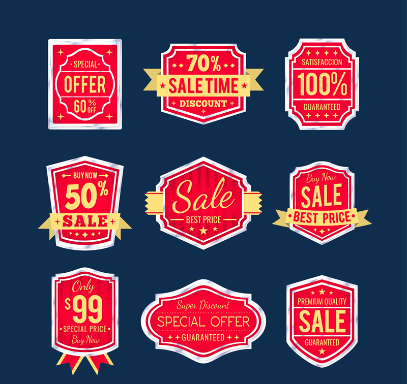 9 red promotional tag vector material