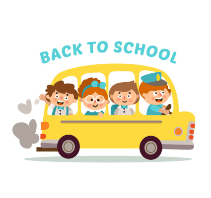 School bus cartoon children vector material