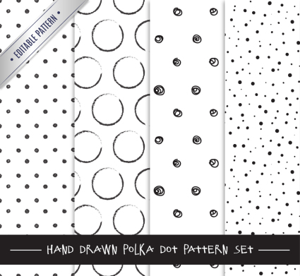 4 bank black and white hand drawn dots seamless background vector