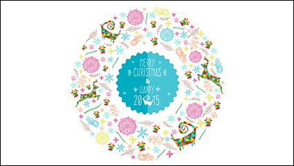 Christmas and New Year round creative poster vector material