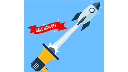 Creative speakers with rocket promotional posters vector material