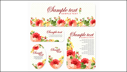 5 Rose watercolor card design vector material