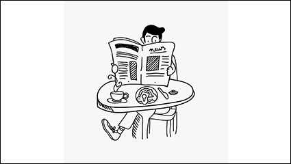 Newspaper man painted background vector material