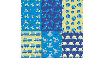 6 cartoon toys seamless background vector