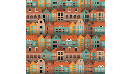 Colored buildings seamless background vector material