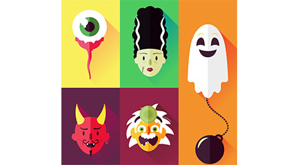5 Flat Halloween element vector material