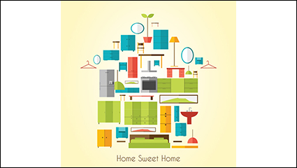 Creative house furniture combination of vector material