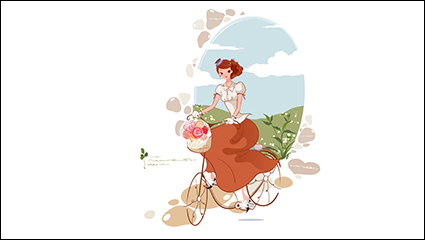 Beautiful girl vector material cycling