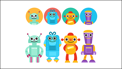 8 cartoon robot with head vector material