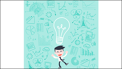 Business man with light bulb cartoon illustrator vector material