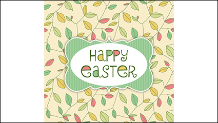 Easter greeting card color leaves Vector