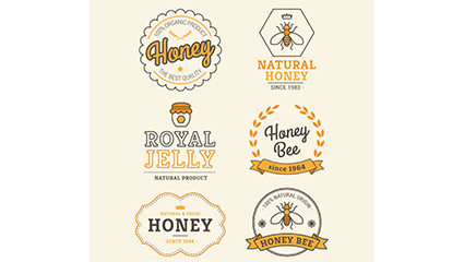 6 creative honey label vector material