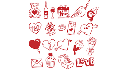 20 of red Valentine element vector material