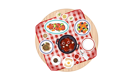 Rich and delicious table vector material