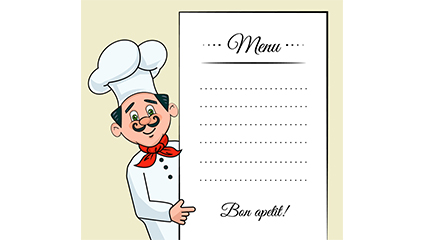 Creative chef decorates the menu