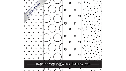 4 bank black and white hand drawn dots seamless background vector