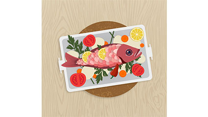 Delicious fish dishes vector material