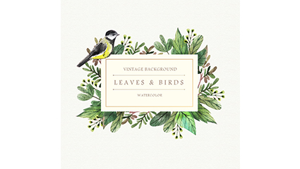 Water painted flowers and birds vector material