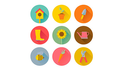 9 round gardening icon vector material