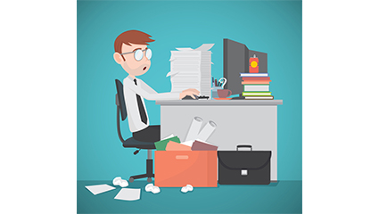 Cartoon business man working vector material