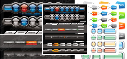 Page navigation bar menu button vector material