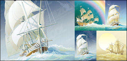 exquisite ancient sailing vector material