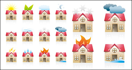 A variety of state of the house icon vector material