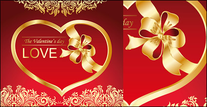 Gold heart-shaped vector material Ribbon