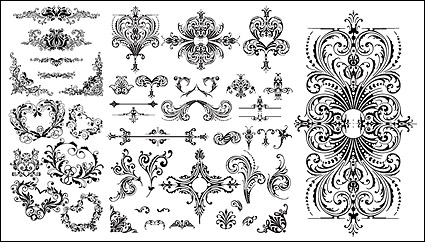 Variety of practical European-style lace pattern vector material