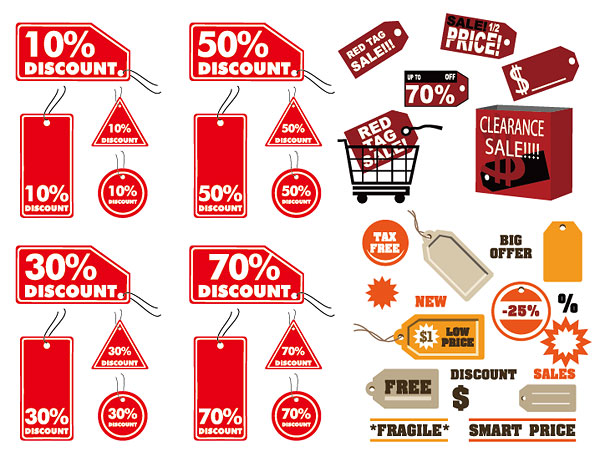 Discount sales label icon vector material