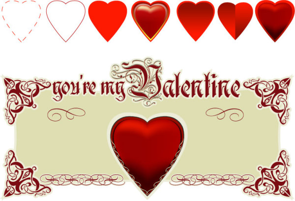 Valentine's Day heart-shaped vector material
