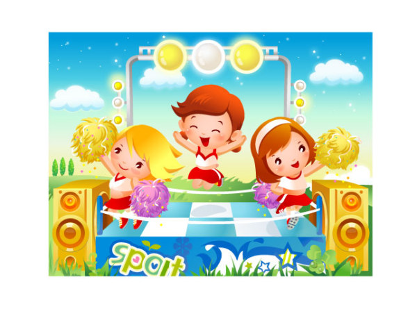 Children's dance motion vector material 