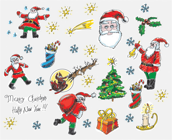 Hand-painted Christmas Cartoon Vector