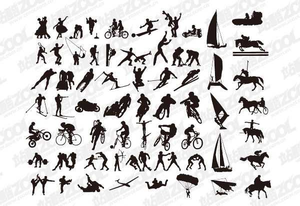 Vector silhouettes of various sports action material -2