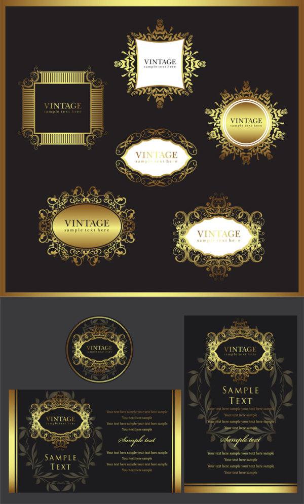 European gold border pattern vector material